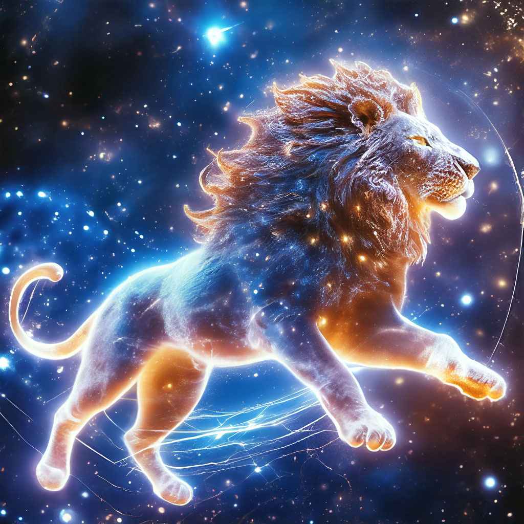 Lion majestueux rugissant avec une crinière dorée brillante